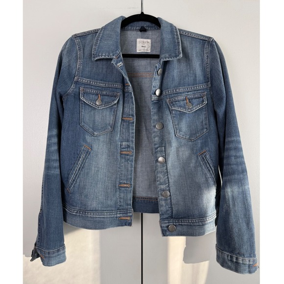 J‎ Crew Denim Jacket Blue Jean Trucker Style Button Up Women's Small Normcore - Picture 2 of 11